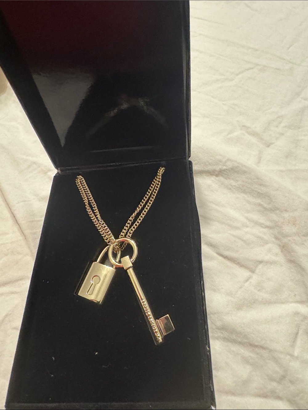Victoria's Secret Gold Padlock and Key Pendant Necklace